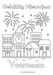 Gratis tekening Vuurwerk Stadsgezicht 4 juli 14 juli