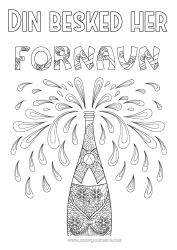 Gratis farvelægning Drik Zentangle Flaske Champagne