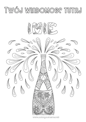 Kolorowanka za darmo Napój Zentangle Butelka Szampan