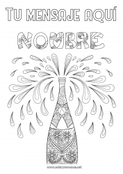 Colorear gratis Bebidas Zentangle Botella Champán