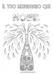 Colorare per personalizzare Bevanda Zentangle Bottiglia Champagne