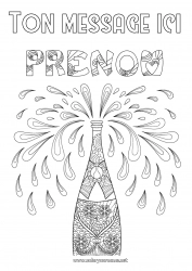 Coloriage gratuit Boisson Zentangle Bouteille Champagne