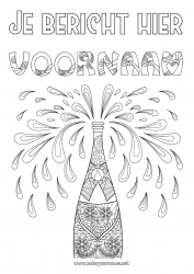 Gratis kleurplaat Drankje Zentangle Fles Champagne