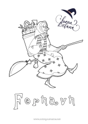 Farvelægningssiden tilpasning Fejeblad Heks Epifani. Befana