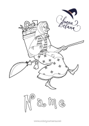 Colouring to customise Broom Witch Epiphany Befana
