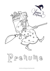 Pagină de colorat personalizată Mătură Vrăjitoare Epifania Befana