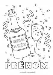 Coloriage gratuit Bonne année Message 