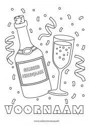 Gratis tekening Gelukkig Nieuwjaar Nieuwjaarsboodschap Champagne