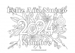 Colorear para personalizar Flores Feliz año 2024