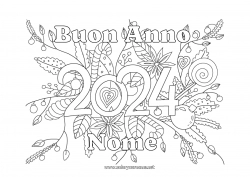 Colorare per personalizzare Fiori Buon Anno 2024