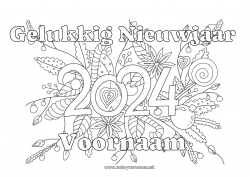 Gratis tekening Bloemen Gelukkig Nieuwjaar 2024