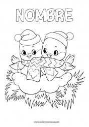 Colorear para personalizar Invierno Pájaro Animales Aves y mamíferos voladores Bufanda Gorro navideño Nido de pájaro