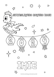 Rysunek za darmo Smok Szczęśliwego Nowego Roku! Smoki, jednorożce i fantastyczne zwierzęta 2024 Wiadomość