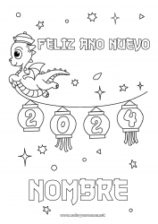 Dibujo libre Dragón Feliz año Dragones, unicornios y animales fantásticos 2024 Mensaje 