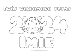 Rysunek za darmo Smok Szczęśliwego Nowego Roku! Smoki, jednorożce i fantastyczne zwierzęta 2024 Wiadomość