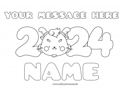 Free coloring Dragon Happy new year Dragons, unicorns and fantastic animals 2024 