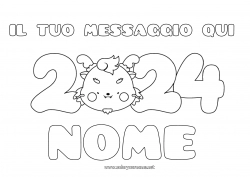 Colorazione gratuita Drago Buon Anno Draghi, unicorni e animali fantastici 2024 Messaggio 