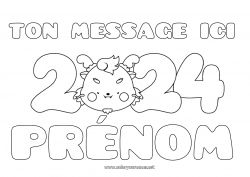 Dessin gratuit Dragon Bonne année Dragons, licornes et animaux fantastiques 2024 Message 