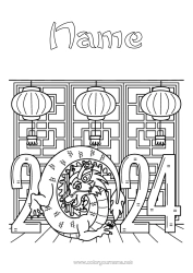 Colouring to customise Dragon Chinese Lantern China Dragons, Unicorns, And Fantastical Creatures 2024