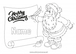 Coloring to customize Santa Claus Christmas Letter to Santa Claus “Merry Christmas” message