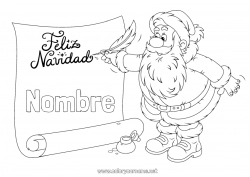 Colorear para personalizar Papá Noel Navidad Carta a Papa Noel Mensaje “Feliz Navidad”