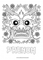 Coloriage gratuit Dragon Animal Nouvel An chinois Chine Dragons, licornes et animaux fantastiques Tête