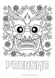 Pagină de colorat personalizată Dragon Animal Anul Nou Chinezesc China - China Dragoni, unicorni și animale fantastice Cap