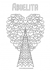 Niño página para colorear Corazón Árbol Doodle