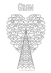 Free colouring Heart Tree Doodle