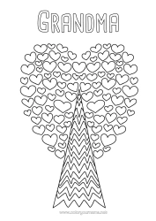 Free coloring Heart Tree Doodle