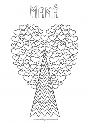 Niño página para colorear Corazón Árbol Doodle