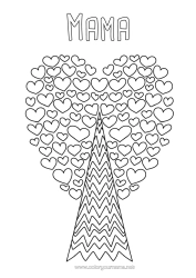Pagină de colorat gratuită Inimă Copac Doodle