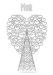 Gratis farvelægning Hjerte Træ Doodle
