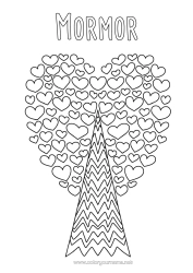 Gratis färgläggning Hjärta Träd Doodle