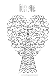 Colouring to customise Heart Tree Doodle