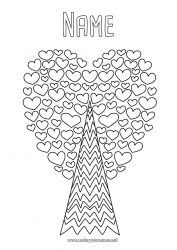 Coloring to customize Heart Tree Doodle