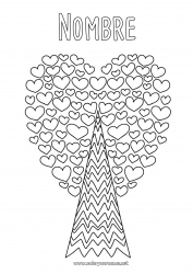 Niño página para colorear Corazón Árbol Doodle
