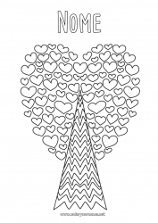 Página de desenho infantil Coração Árvore Doodle