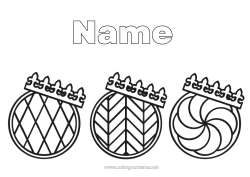 Colouring to customise Crown Epiphany Easy Colouring Pages Kings' Cake
