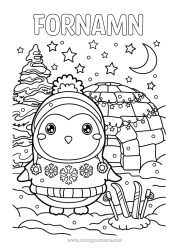 Gratis färgläggning Snö Vinter Pingvin, Pinguin Djur Fåglar och flygande däggdjur Igloo Tröja Skidåkning Vintersporter
