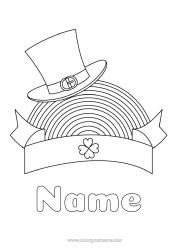 Free colouring Clover Ireland St Patrick's Day Rainbow Hat Easy colouring pages