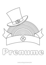 Pagină de colorat personalizată Trifoi Irlanda Sărbătoarea Sfântului Patrick Curcubeu Pălărie Desene de colorat ușoare