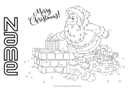 Free colouring Gifts Father Christmas Christmas Hood Chimney 