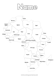 Colouring to customise Geography Egypt Africa World Map Map Of The Continents