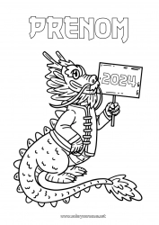 Dessin gratuit Dragon Nouvel An chinois Dragons, licornes et animaux fantastiques 2024