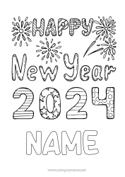 Free colouring Happy New Year 2024
