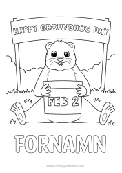 Gratis färgläggning Skogens djur Marmott. Marmottens dag