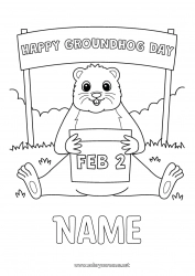 Free coloring Forest animals Groundhog Groundhog Day