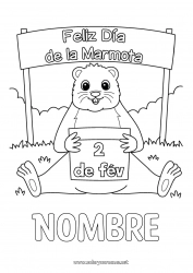 Colorear para personalizar Animales del bosque Marmota Día de la Marmota