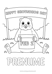 Pagină de colorat personalizată Animale Din Pădure Marmotă Ziua Marmotei